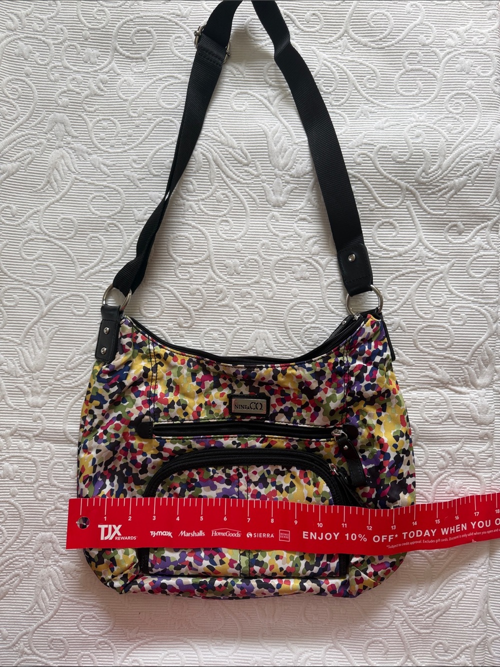 Nine & Co. Multicolor Confetti Shoulder Bag with Black Strap